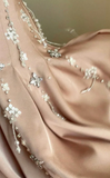 Niulatu A-Line Square Neck Short Birthday Prom Dress Satin Beaded Formal Dress Graduation Dress Middle School Homecoming Dress HZ1031