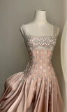 Niulatu A-Line Square Neck Short Birthday Prom Dress Satin Beaded Formal Dress Graduation Dress Middle School Homecoming Dress HZ1031