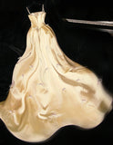 Niulatu Spaghetti Strap A-Line Satin Sweet 16 Dress Butter Yellow Evening Dress HZ1031