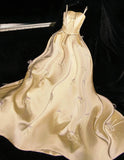 Niulatu Spaghetti Strap A-Line Satin Sweet 16 Dress Butter Yellow Evening Dress HZ1031