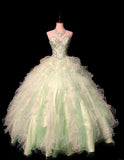 Niulatu Light Green Ball Gown Sweetheart Neck Tulle Beaded Quinceanera Dress Sweet 16 Dress HZ1031