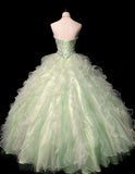 Niulatu Light Green Ball Gown Sweetheart Neck Tulle Beaded Quinceanera Dress Sweet 16 Dress HZ1031
