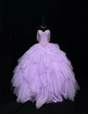 Niulatu Purple Ball Gown Sweetheart Neck Tulle Beaded Quinceanera Dress Sweet 16 Dress HZ1031