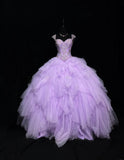 Niulatu Purple Ball Gown Sweetheart Neck Tulle Beaded Quinceanera Dress Sweet 16 Dress HZ1031