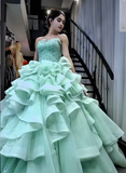 Niulatu Ball Gown Sweetheart Neck Tulle Tiffany Blue Quinceanera Dress Sweet 16 Dress HZ1031