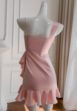 Niulatu Pink Sheath Satin Short Homecoming Dresses Birthday Party Dress HZ1031