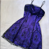 Niulatu A-Line Spaghetti Strap Tulle Short Prom Dress Purple Satin Homecoming Dresses HZ1031