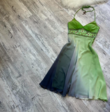 Niulatu Sheath Short Prom Dresses Halter Chiffon Homecoming Dresses Beaded Green Birthday Dresses HZ1026