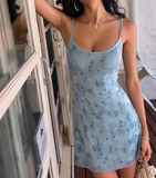 Niulatu Sheath Short Prom Dresses Spaghetti Straps Floral Chiffon Homecoming Dresses HZ1026