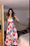 Niulatu Strap A-Line Floral Long Prom Dresses Fairy Birthday Dresses HZ1026
