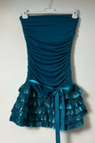 Niulatu Strapless Bodycon Chiffon Short Prom Dresses, Blue Homecoming Dresses HZ1026