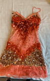 Niulatu Spaghetti Strap Sheath Lace Sequin Short Prom Dresses, Red Homecoming Dresses HZ1026