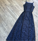 Niulatu Sheath Chiffon Beaded Formal Evening Dress, Bateau Navy Blue Long Prom Dresses HZ1031