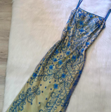 Niulatu Elegant Sheath Chiffon Beaded Long Prom Dresses, Spaghetti Straps Formal Evening Dress HZ1031