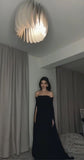 Niulatu Mermaid Off-the-shoulder Chiffon Birthday Prom Dress Long Sleeve Black Formal Evening Dress HZ1031