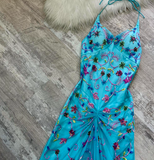 Niulatu Mermaid Halter Backless Prom Dress Chiffon Beaded Dress Fairy Blue Formal Evening Dress HZ1031