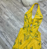 Niulatu Sheath Halter Prom Dress Chiffon Beaded Dress Elegant Yellow Backless Formal Evening Dress HZ1031