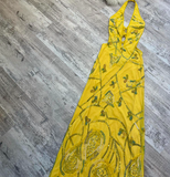 Niulatu Sheath Halter Prom Dress Chiffon Beaded Dress Elegant Yellow Backless Formal Evening Dress HZ1031