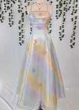 Niulatu Spaghetti Strap A-Line Chiffon Beading Prom DressBackless Birthday Party Dress HZ1026