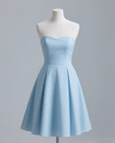 Niulatu A-line Short Prom Dresses, Sweetheart Formal Dresses, Sky Blue Homecoming Dresses HZ1026