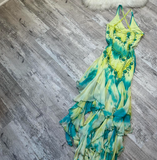 Niulatu Halter Sheath Beaded Chiffon Prom Dresses, Yellow Homecoming Dresses HZ1026