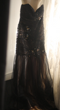 Niulatu Sweetheart Mermaid Tulle Beaded Long Prom Dresses, Black Formal Dresses HZ1026