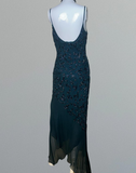 Niulatu Spaghetti Strap Sheath Chiffon Beaded Long Prom Dresses, Jade Backless Formal Dresses HZ1026