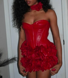 Niulatu Sweetheart Neck Bodycon Applique Short Prom Dresses, Red Homecoming Dresses Sweet Birthday Dresses HZ1026