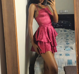 Niulatu Spaghetti Straps Sheath Jacquard Satin Short Prom Dresses, Red Homecoming Dresses Sweet Birthday Dresses HZ1026