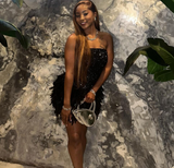 Niulatu Strapless Bodycon Short Prom Dresses, Black Homecoming Dresses, Sequined Birthday Dresses HZ1026