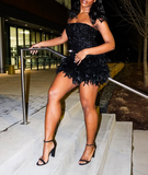 Niulatu Strapless Bodycon Short Prom Dresses, Black Homecoming Dresses, Sequined Birthday Dresses HZ1026