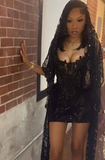 Niulatu Strapless Sheath Tulle Short Prom Dresses, Black Homecoming Dresses, Sleeveless Birthday Dresses HZ1026