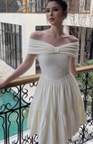 Niulatu Off-the-shoulder A-Line Short Prom Dresses, Apricot Homecoming Dresses, Sweet Birthday Dresses HZ1026