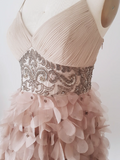 Niulatu Spaghetti Strap Bodycon Short Prom Dresses, Sleeveless Homecoming Dresses Pink Birthday Dresses HZ1026