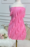 Niulatu Strapless Sheath Chiffon Short Prom Dresses, Pink Homecoming Dresses Birthday Dresses HZ1026