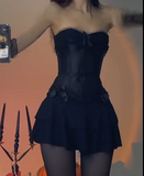 Niulatu Strapless Bodycon Chiffon Short Prom Dresses, Black Homecoming Dresses Birthday Dresses HZ1026