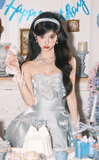 Niulatu Strapless Ball Gown Satin Short Prom Dresses Sleeveless Homecoming Dresses Birthday Dresses HZ1026