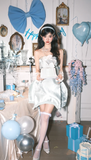 Niulatu Strapless Ball Gown Satin Short Prom Dresses Sleeveless Homecoming Dresses Birthday Dresses HZ1026