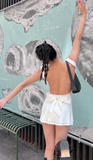 Niulatu Strapless Sheath Short Prom Dresses, White Homecoming Dresses, Backless Birthday Dresses HZ1026