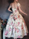 Niulatu V-neck Ball Gown Floral Prom Dresses HZ1026