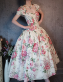 Niulatu V-neck Ball Gown Floral Prom Dresses HZ1026
