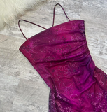 Niulatu Sheath Chiffon Short Prom Dresses, Grape Homecoming Dresses, Spaghetti Strap Birthday Dresses HZ1026