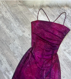 Niulatu Sheath Chiffon Short Prom Dresses, Grape Homecoming Dresses, Spaghetti Strap Birthday Dresses HZ1026