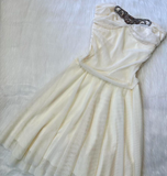 Niulatu A-line Chiffon Short Prom Dresses, White Homecoming Dresses, Strapless Birthday Dresses HZ1026