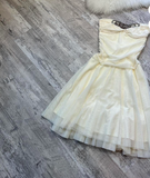 Niulatu A-line Chiffon Short Prom Dresses, White Homecoming Dresses, Strapless Birthday Dresses HZ1026