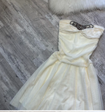Niulatu A-line Chiffon Short Prom Dresses, White Homecoming Dresses, Strapless Birthday Dresses HZ1026