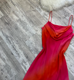 Niulatu Sheath Chiffon Short Prom Dresses, Gradient Red Homecoming Dresses, Spaghetti Strap Birthday Dresses HZ1026