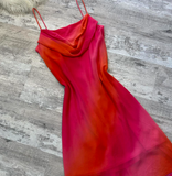 Niulatu Sheath Chiffon Short Prom Dresses, Gradient Red Homecoming Dresses, Spaghetti Strap Birthday Dresses HZ1026