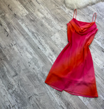 Niulatu Sheath Chiffon Short Prom Dresses, Gradient Red Homecoming Dresses, Spaghetti Strap Birthday Dresses HZ1026
