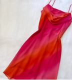 Niulatu Sheath Chiffon Short Prom Dresses, Gradient Red Homecoming Dresses, Spaghetti Strap Birthday Dresses HZ1026